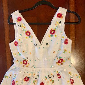 J. Crew Hand Embellished Beaded Floral Peplum Top